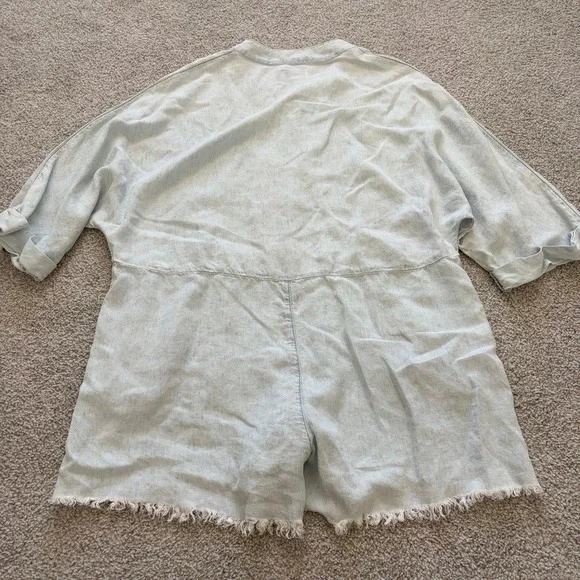 Show Me Your Mumu Horton Shore Romper Womens S Light Blue Relaxed Beach Chambray - Picture 7 of 8